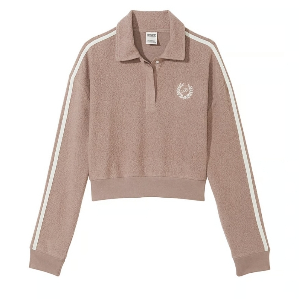Victoria's Secret Pink •Size Large• Reverse Fleece Polo Cropped New w/ Tags 2023